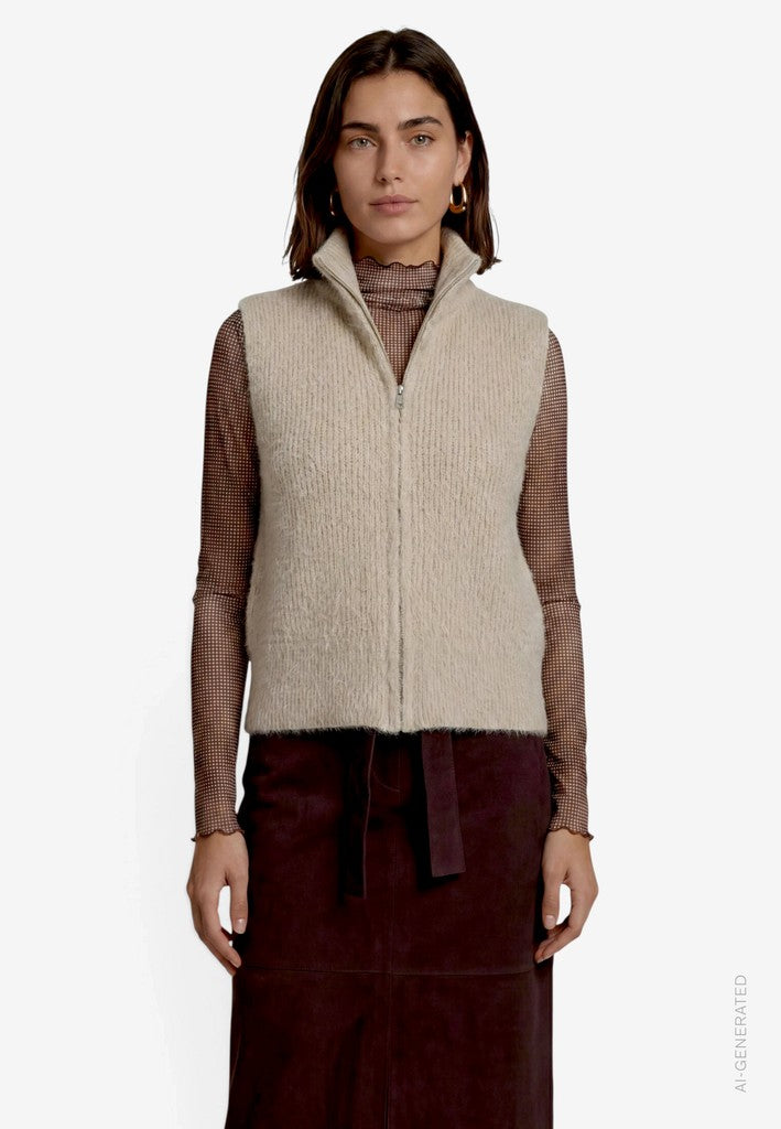 Strickjacke Kurz ohne Arm | color: Beige